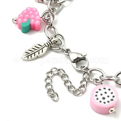 Polymer Clay Fruit Theme & Alloy Charm Bracelet&nbsp;BJEW-TA00379