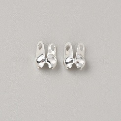 50 個の真鍮ボールチープ  カロット終了  クラムシェルノットカバー  銀  4x2.5x1.5mm  穴：0.8mmと0.7mm  内径：1.2mm&nbsp;KK-WH0038-54B-S