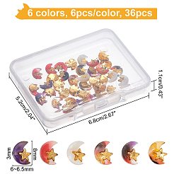 36Pcs 6 Colors Alloy Cabochons&nbsp;MRMJ-OC0002-37
