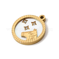 12 Constellations 304 Stainless Steel & Natural Shell & Rhinestone Pendants&nbsp;SA-CBAA9A2-06G-11