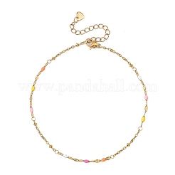 304 Stainless Steel Enamel Dapped Chain and Satellite Chain Anklets for Women&nbsp;AJEW-AN00808