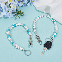 2Pcs 2 Styles Ocean Theme Synthetic Turquoise Pendant Decorations&nbsp;HJEW-SC0002-28B