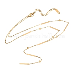 304ステンレススチール製長方形yラリアットネックレス（女性用）  ゴールドカラー  15.87インチ（40.3cm）&nbsp;NJEW-D325-01G