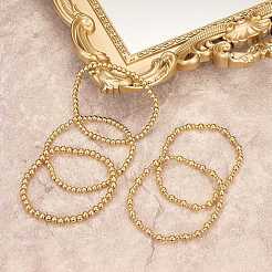 女性用ラウンド真鍮ビーズストレッチブレスレット5個  ゴールドカラー  内径：2-1/8インチ（5.5cm）&nbsp;BJEW-SW00151