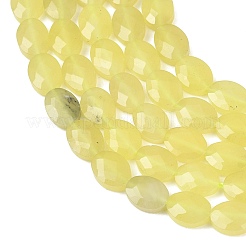 天然石レモンジェイド翡翠ビーズ連売り  多面カット  フラットオーバル  8x6x3mm  穴：0.7~0.8mm  約46~47個/連  14.96~15.16''（38~38.5センチメートル）&nbsp;G-H349-A01-11