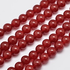 天然石&染め加工マレーシアジェイドビーズ連売り  模造赤瑪瑙  ラウンド  レッド  10mm  穴：1.0mm  約38個/連  15インチ&nbsp;G-A146-10mm-A02