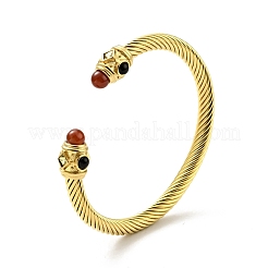 304 Stainless Steel Twist Rope Shape Open Cuff Bangle&nbsp;BJEW-D449-02G-02