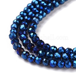 電気メッキガラスビーズセット  フルメッキ  多面カットラウンド  ブルーメッキ  3x2.5mm  穴：0.7mm  約130~135個/連  33~36cm&nbsp;GLAA-H021-01B-FP03