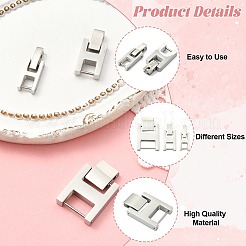 3個 3スタイルの長方形ステンレススチール時計バンド留め金  ステンレス鋼色  19~24x7~15.5x3~4mm  1個/スタイル&nbsp;STAS-CJ0003-30