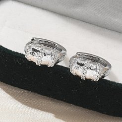 Brass Clear Cubic Zirconia Hoop Earrings&nbsp;EJEW-Q014-21P