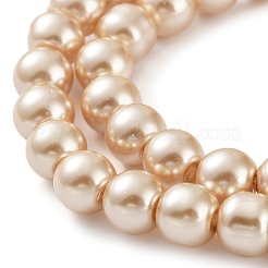 Baking Paint Pearlized Glass Pearl Round Bead Strands&nbsp;HY-Q330-8mm-42