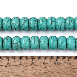 合成ターコイズビーズ連売り  滑らかなロンデル  12x7.5mm  穴：0.5~1.2mm  約48~56個/連  14.17~16.73インチ（36~42.5cm）&nbsp;G-Q613-02C