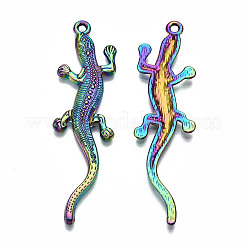レインボーカラーアロイビッグペンダント  カドミウムフリー＆鉛フリー  ヤモリの形  54x15x2mm  穴：1.8mm&nbsp;PALLOY-S180-041-RS
