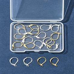 20 個 2 色の真鍮フレンチフックピアスパーツ  水平ループ付き  ミックスカラー  15.6x10x2mm  穴：1.4mm  ピン：0.8mm  10個/カラー&nbsp;KK-FS0001-47