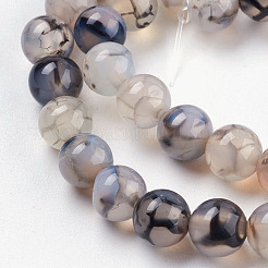 Round Natural Dragon Veins Agate Beads Strands&nbsp;G-S124-8mm