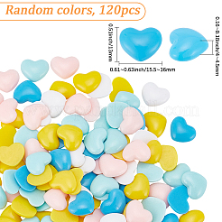 120個の樹脂カボション  ハート  ミックスカラー  13x15.5~16x4~4.5mm&nbsp;CRES-SP0001-25