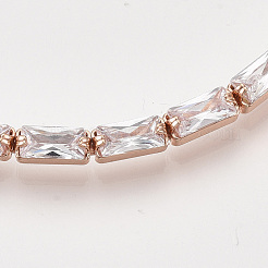 Adjustable Brass Cubic Zirconia Slider Bracelets&nbsp;BJEW-S142-01A-RG
