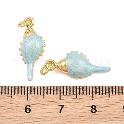 真鍮製エナメルペンダント  巻き貝の形をしたチャーム  ラックめっき  長持ちメッキ  鉛フリー＆カドミウムフリー  18KGP本金メッキ  ミックスカラー  20x9x5mm  穴：3.5mm&nbsp;KK-CBA3297-04B-G