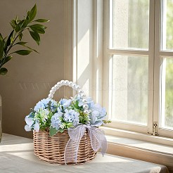Wickerwork Baskets with Plastic Beaded Handle&nbsp;AJEW-CP0010-62