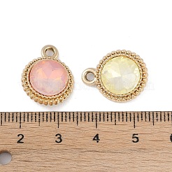 Uvメッキ合金ペンダント  ガラスと  鉛フリー＆カドミウムフリー  フラットラウンド  ゴールドカラー  18x14x6mm  穴：2mm&nbsp;FIND-M018-29G