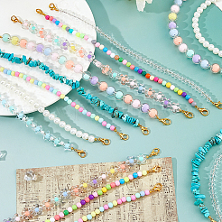 16Pcs 8 Styles Acrylic & Glass & Synthetic Turquoise Baseball Cap Chain&nbsp;HJEW-FH00162