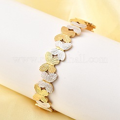 女性用304ステンレススチールカフバングル  18KGP本金メッキ＆ステンレススチールカラー  蝶  内径：2x2-3/8インチ（5x6.1cm）&nbsp;BJEW-F509-03A-G