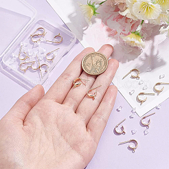 32 個の真鍮のスタッドのイヤリングパーツ  カン付き  40個のプラスチック製イヤーナット付き  18KGP本金メッキ  13x3mm  穴：1.5mm  ピン：12x0.44mm&nbsp;KK-BC0015-28