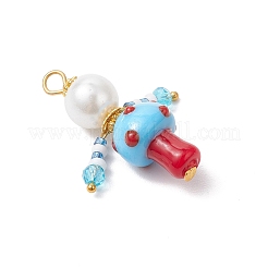 3Pcs 3 Colors Glass Seed Beaded Mushroom Human Pendants&nbsp;PALLOY-MZ00825
