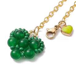 Valentine's Day Glass Seed & Natural Carnelian & Yellow Jade & Howlite & Tiger Eye & Malaysia Jade & Synthetic Green Turquoise Beads Pendant Decoration&nbsp;HJEW-MZ00107