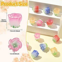 16Pcs 4 Colors Gradient Color Opaque Acrylic Beads&nbsp;MACR-CJ0002-32