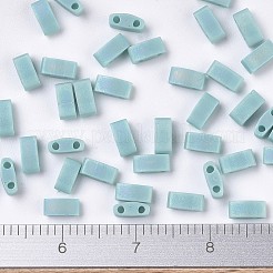 MIYUKIハーフティラビーズ  日本製シードビーズ  2の穴  （htl412fr）マットな不透明なターコイズグリーンab  5x2.3x1.9mm  穴：0.8mm  約250PCS /ボトル  10 G /ボトル&nbsp;SEED-JP0008-HTL412FR