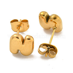 Chunk Letter 304 Stainless Steel Stud Earrings for Women&nbsp;EJEW-G386-01N-G