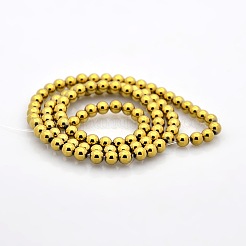 Round Non-magnetic Synthetic Hematite Beads Strands&nbsp;G-P061-62G