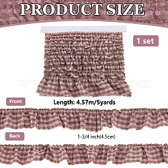 ポリエステルのしわリボン  衣服アクセサリー用のウェビングストラップ  タータン模様  ピンク  1-3/4インチ（45mm）  約5.00ヤード（4.57m）/セット&nbsp;DIY-FG0010-70E