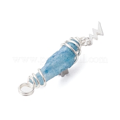 3Pcs 3 Styles Electroplated Natural Quartz Crystal Nuggets Copper Wire Wrapped Pendants&nbsp;PALLOY-JF03128-03
