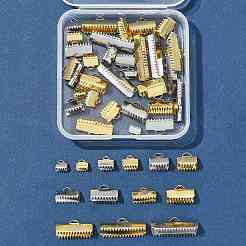 50Pcs 13 Styles 304 Stainless Steel Ribbon Crimp Ends&nbsp;STAS-FS0002-03
