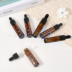 ゴム製スポイトボトル6個  詰め替え可能なガラス瓶  エッセンシャルオイルアロマセラピー用  幸運の猫の模様と中国語のキャラクター  サドルブラウン  2x9.45cm  穴：9.5mm  容量：10ml（0.34fl.oz）&nbsp;MRMJ-DJ0001-40