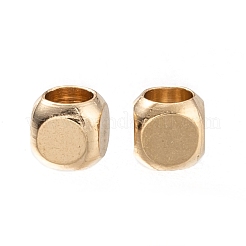 真鍮ビーズ  カドミウムフリー＆鉛フリー  長持ちメッキ  キューブ  24KGP本金メッキ  2.5x2.5x2.5mm  穴：1.6mm&nbsp;KK-H759-15E-G