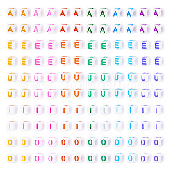 500個5スタイルの不透明な白いアクリルビーズ  エナメル  水平穴  文字付きのキューブ  ミックスカラー  6x6x6mm  穴：3mm  100個/スタイル&nbsp;SACR-TA0001-20