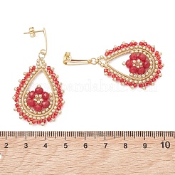 Teardeop Glass Beaded & Dyed Natural Malaysia Jade Dangle Stud Earrings&nbsp;EJEW-MZ00707-02