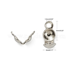 変色しにくい304ステンレススチールボールチープ  カロット終了  クラムシェルノットカバー  ステンレス鋼色  6x3mm  穴：1mm&nbsp;X-STAS-G127-06P
