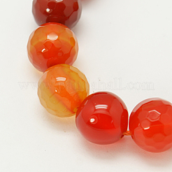 天然石瑪瑙ビーズ連売り  染め  多面カット  ラウンド  ミックスカラー  6mm  穴：1mm&nbsp;G-G392-6mm-M