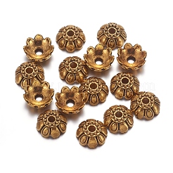 チベット風ビーズキャップ  カドミウムフリー＆鉛フリー  花  アンティーク黄金  サイズ：直径約10mm  穴：1.5mm&nbsp;GAA162