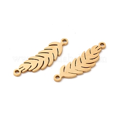 201ステンレススチールコネクタチャーム  中空のフェザーリンク  ゴールドカラー  24x7x1mm  穴：1.4mm&nbsp;STAS-K251-077G