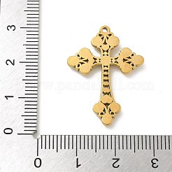 304ステンレススチールラインストーンペンダント  クロス  ゴールドカラー  28x20x2.5mm  穴：1.4mm&nbsp;STAS-I322-35G-02