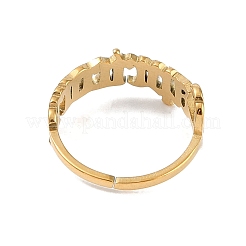 イオンプレーティング（IP）304ステンレススチール星座オープンカフリング女性用  18KGP本金メッキ  山羊座  8mm  内径: 調節可能&nbsp;RJEW-C097-01G-04