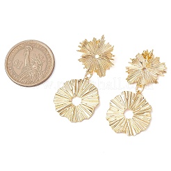 真鍮の花のダングルスタッドピアス  ゴールドカラー  48x23mm&nbsp;EJEW-JE06226