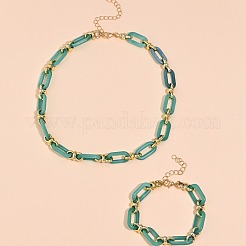 Plastic Oval Link Chain Necklaces & Bracelets Sets&nbsp;FS-WG8E7F5-01