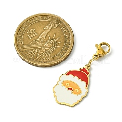 6Pcs 6 Styles Christmas Theme 316 Surgical Stainless Steel Enamel Pendant Decorations&nbsp;HJEW-UN0001-11