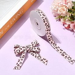ポリエステルリボン  ヒョウプリント模様  洋服アクセサリー用  ピンク  5/8インチ（15mm）  約10.00ヤード（9.14m）/ロール&nbsp;OCOR-TADJ0001-08A